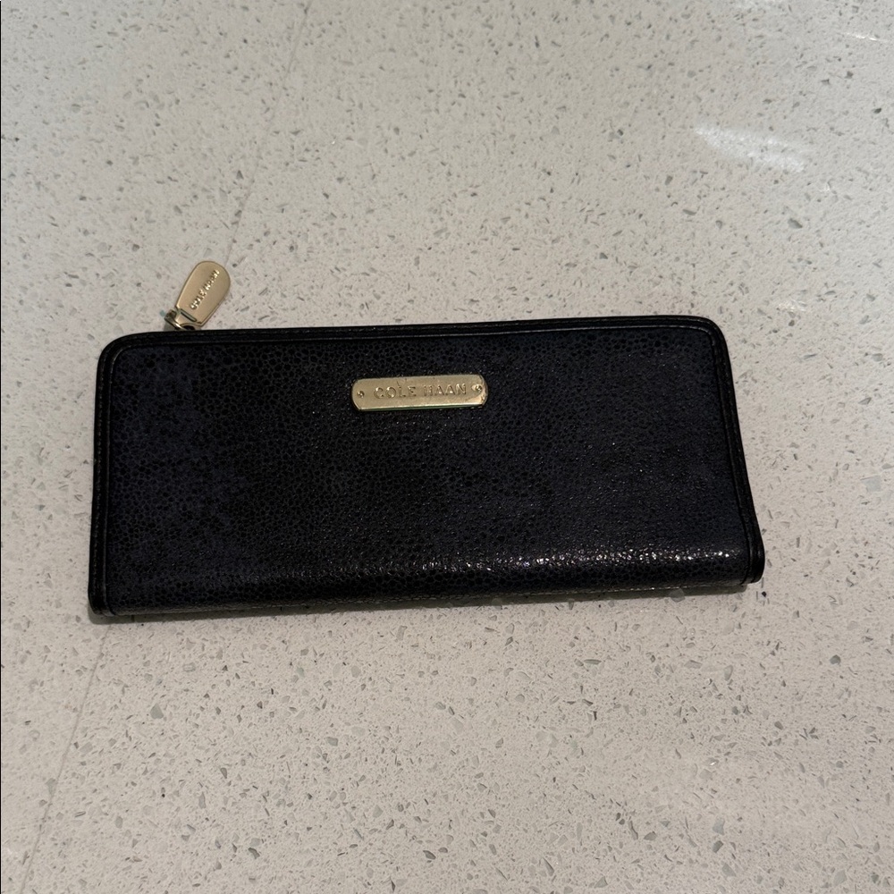 Cole Haan Black Wallet with Gold Accents
